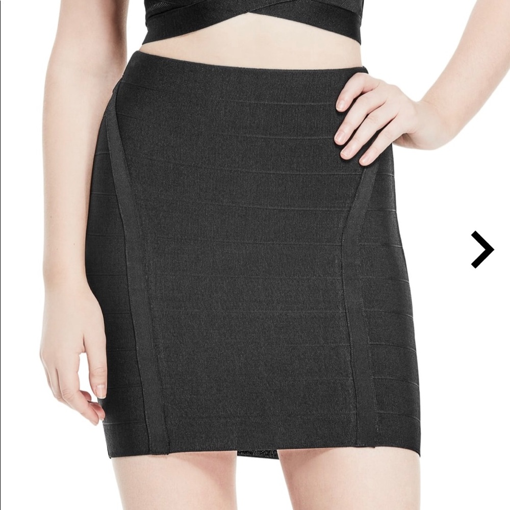 GUESS Black Ottoman-Stitch Bandage Skirt